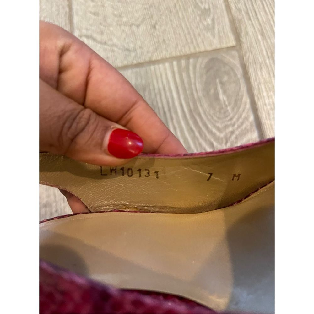 Stuart Weitzman Pink Snakeskin Platform Heels Siz… - image 7